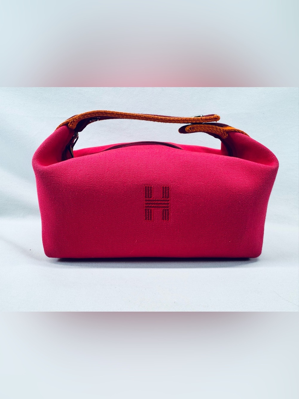 Hermes Bride-a-Brac PM Hibiscus Pink Canvas Pouch, Vanity Clutch, Authentic